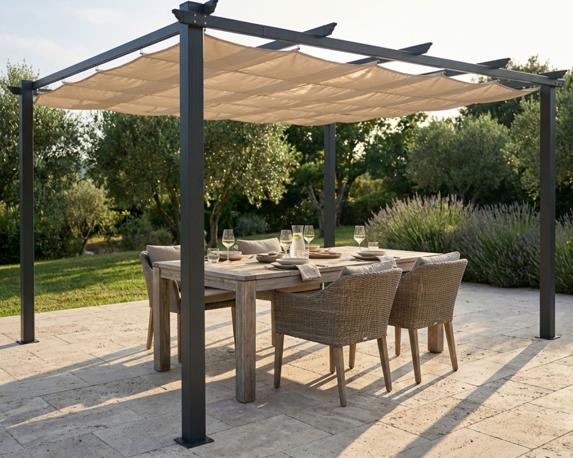 Gazebo Astoria con Telo Beige 4x3cm in Metallo e Poliestere - immagine 4