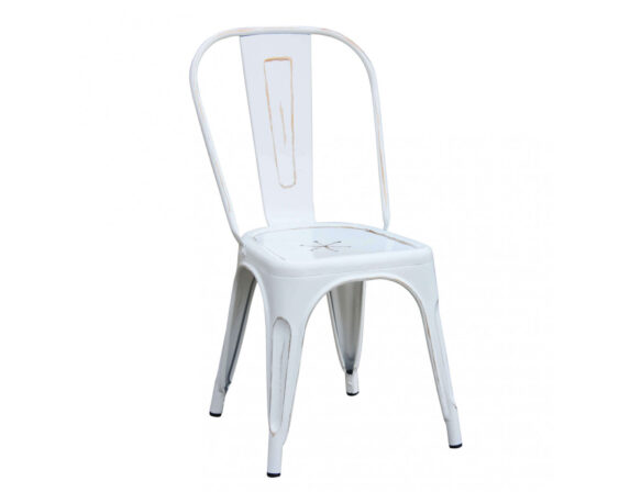 Sedia Lola Bianco Vintage 35x45x85cm in Acciaio