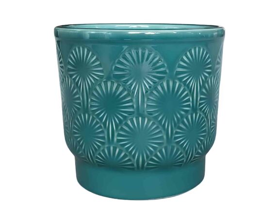 Cachepot con Motivo S Turchese D12,5×11,5cm in Ceramica