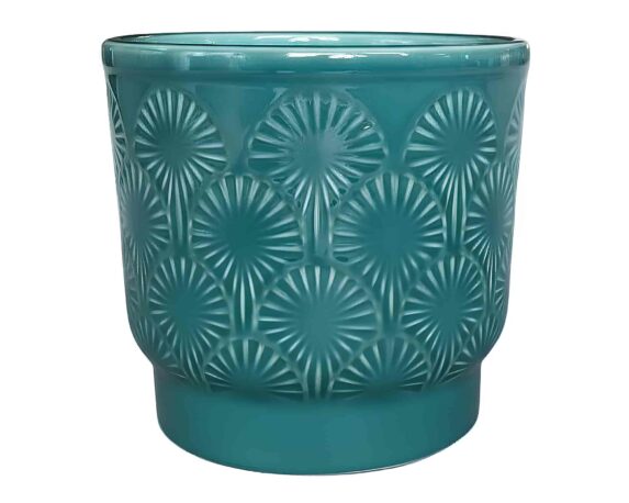 Cachepot con Motivo M Turchese D17x16cm in Ceramica