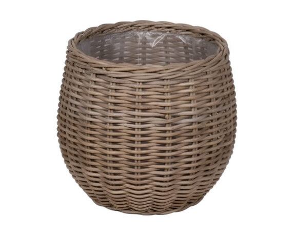 Cesta con Plastica Naturale S D30x25cm Rattan