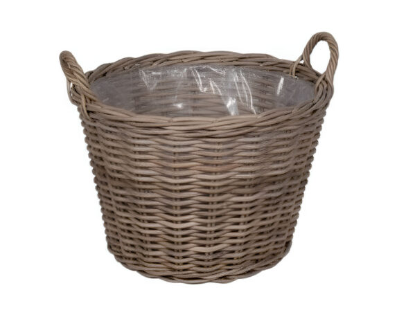 Cesta con Plastica e Manici L Naturale D45x38cm Rattan