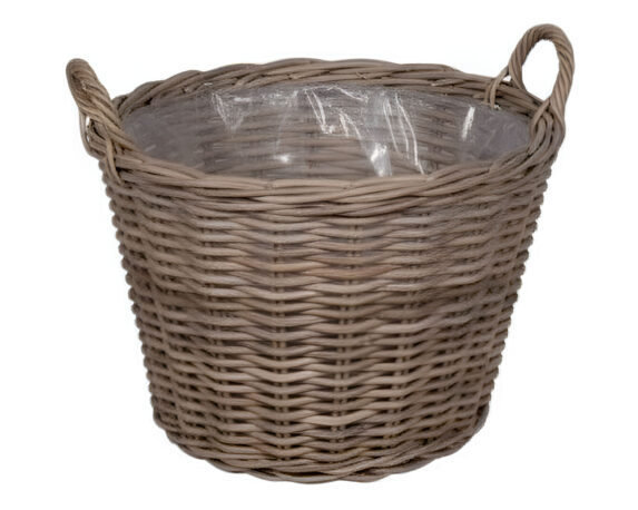 Cesta con Plastica e Manici L Naturale D65x55cm Rattan