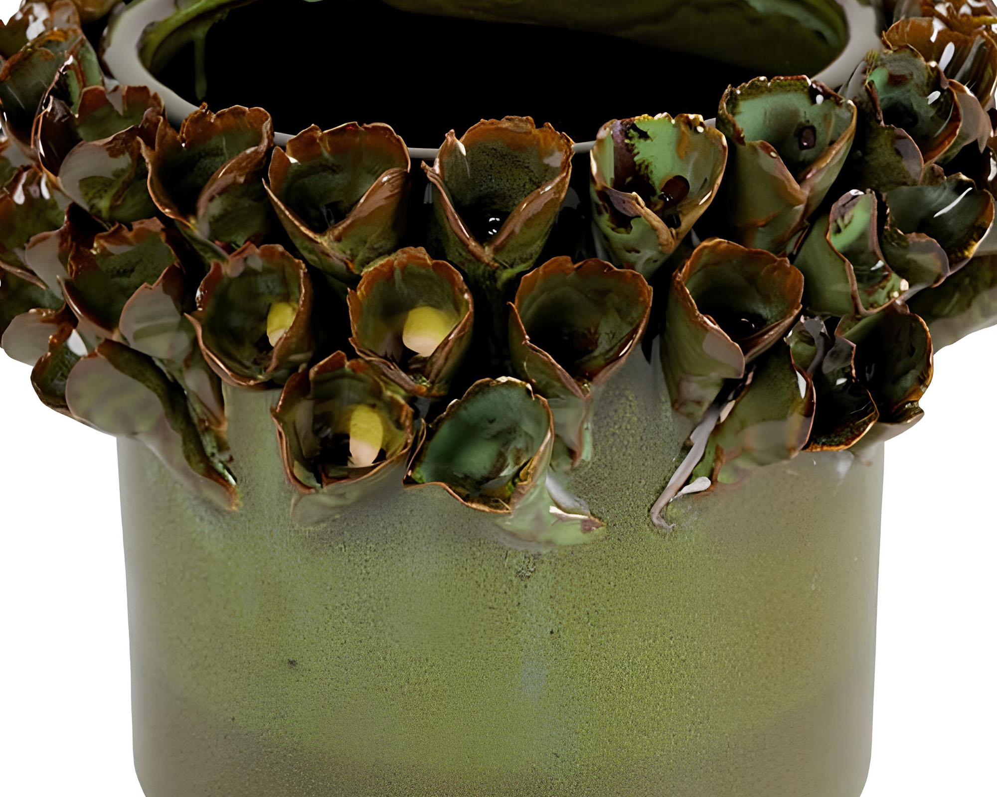 Vaso con Fiori Decorativi Verde D24x20cm Ceramica - immagine 2