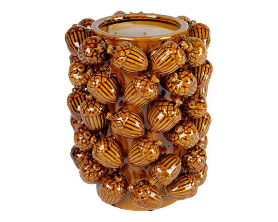 Vaso Cachepot Ghiande Marrone D18x23cm in Ceramica