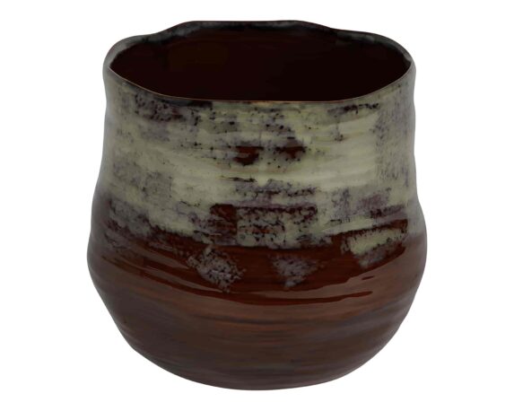Vaso Cachepot Marrone e Verde D22x19cm in Ceramica