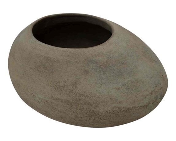 Vaso a Forma di Pietra Antracite 39x31x18cm in Terracotta