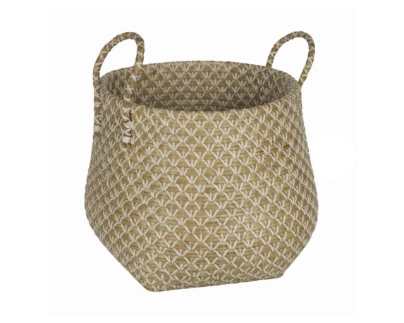 Cesta con Manici S Naturale D25x25cm in Seagrass