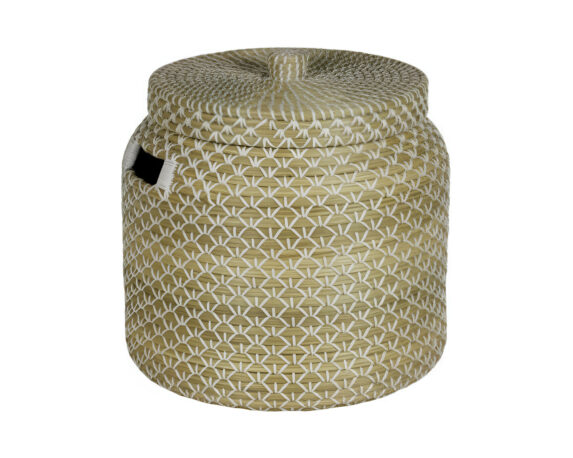 Cesta con Coperchio Naturale D29x32cm in Seagrass