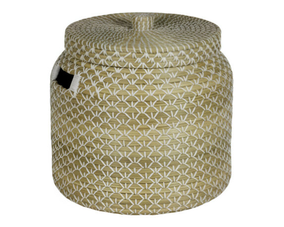 Cesta con Coperchio Naturale D52x56cm in Seagrass