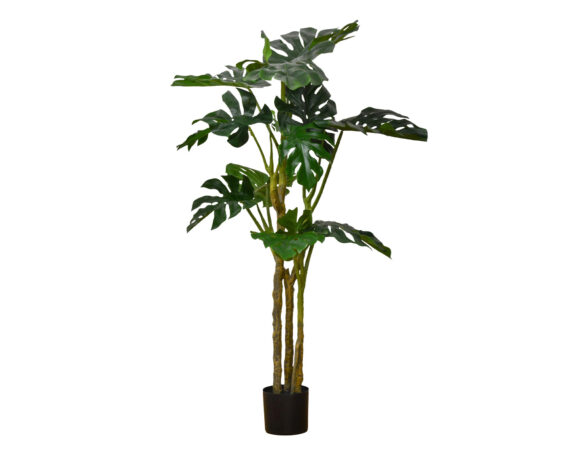 Monstera con Vaso D18x150cm Pianta Artificiale in Plastica e Poliestere