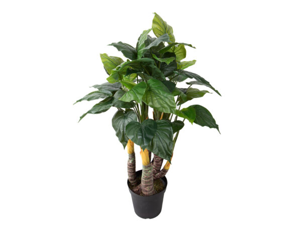 Taro con Vaso D55x125cm Pianta Artificiale in Plastica e Poliestere