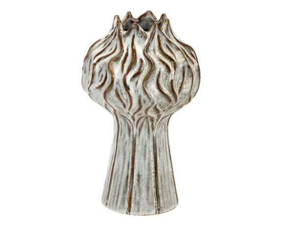 Vaso Lavorato Decorativo Bianco 36cm in Ceramica