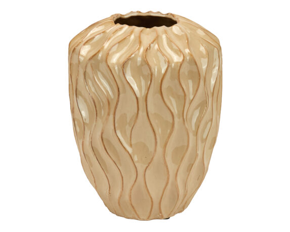 Vaso Lavorato Decorativo Beige 34,5cm in Ceramica