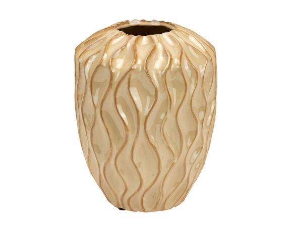 Vaso Lavorato Decorativo Beige 30cm in Ceramica