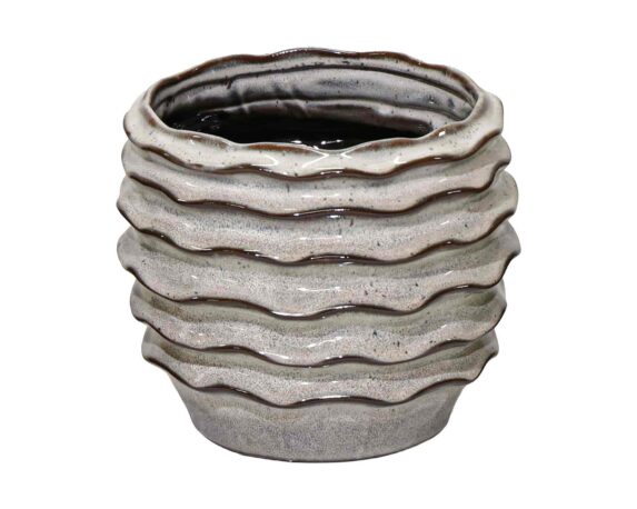 Cachepot Onde Boheme Cream Smaltato D15x13cm in Ceramica – Mega Collections