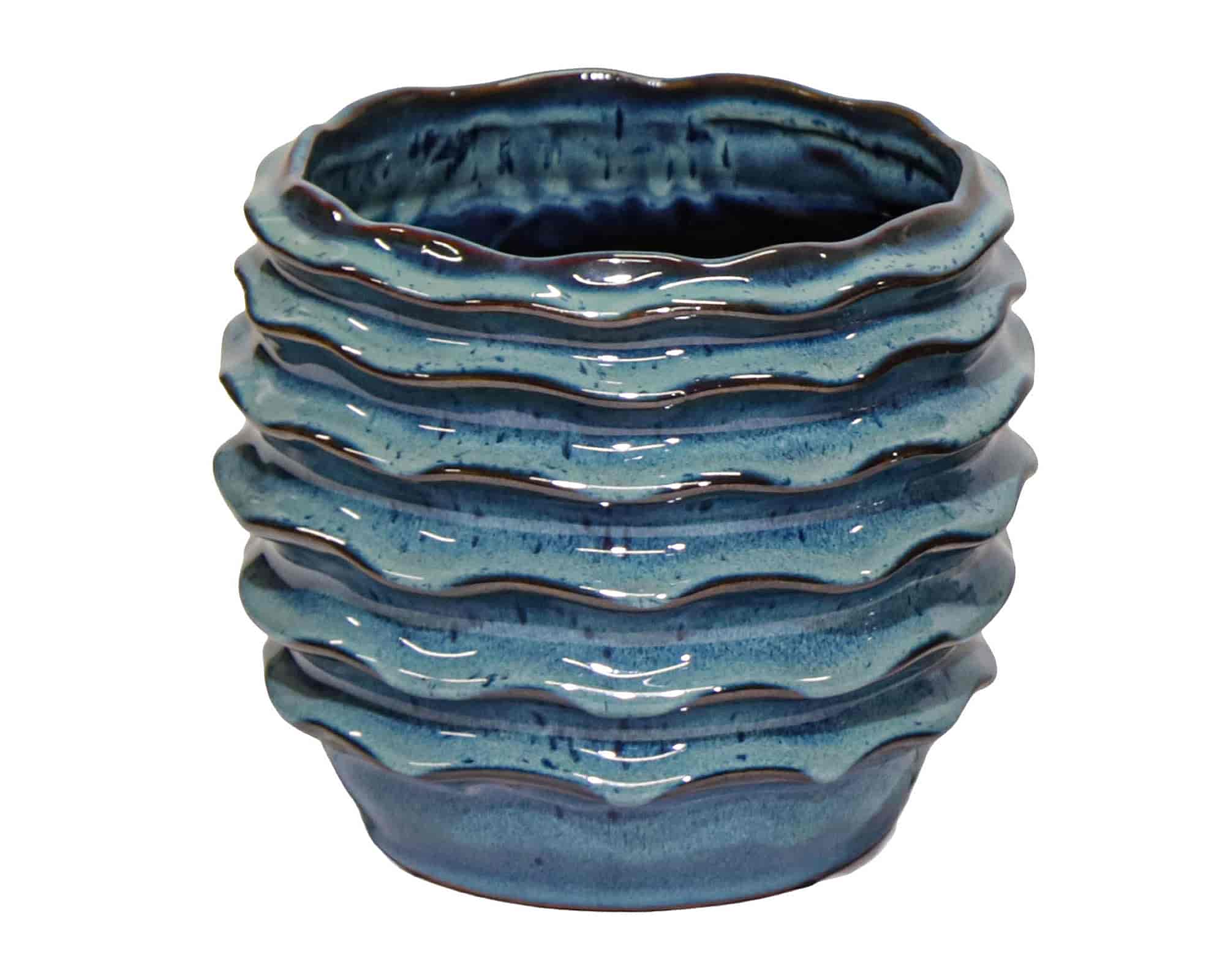 Cachepot Onde Boheme Ocean Smaltato D15x13cm in Ceramica - Mega Collections