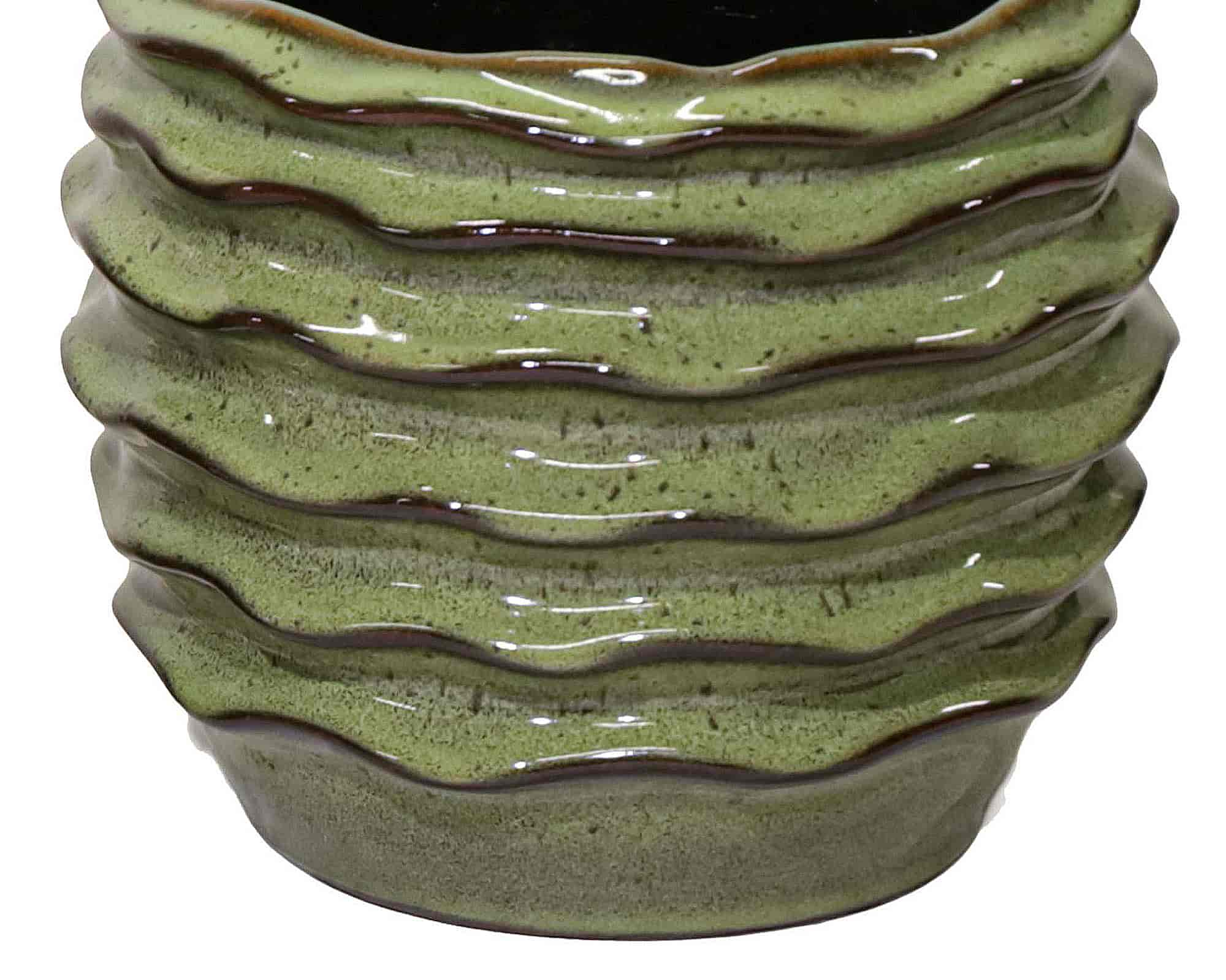 Cachepot Onde Boheme Green Smaltato D23x17cm in Ceramica - Mega Collections - immagine 2