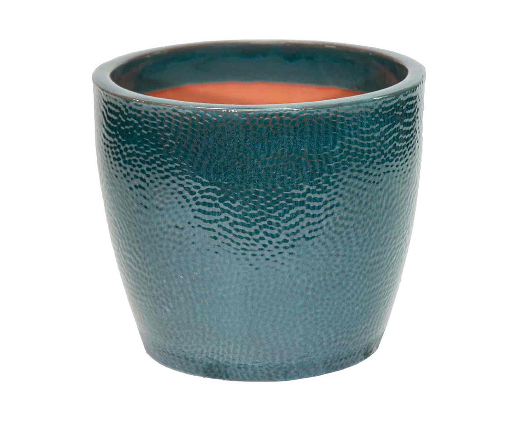 Cachepot Dimples S Green Smaltato D18x16cm Ceramica - Mega Collections