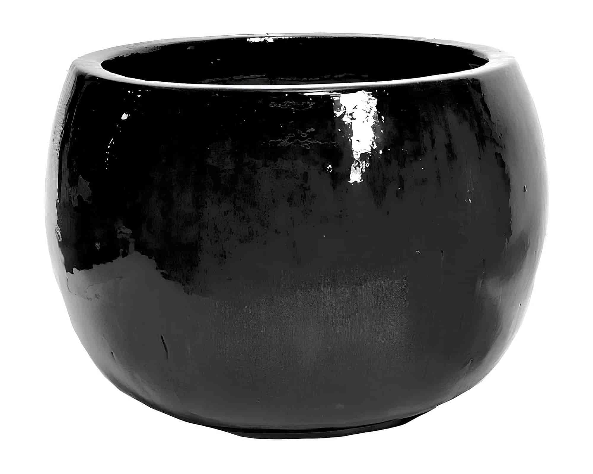 Cachepot Shiny S Black Smaltato D37x28cm in Ceramica - Mega Collections