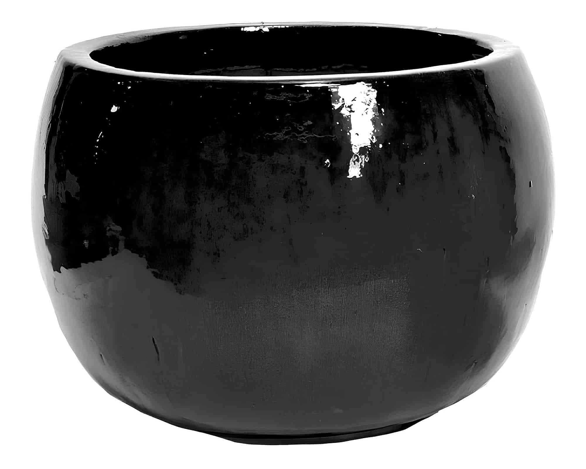 Cachepot Shiny S Black Smaltato D53x38cm in Ceramica - Mega Collections
