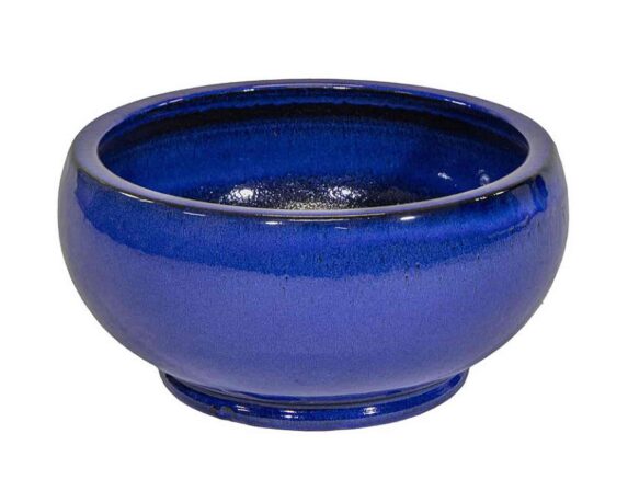 Cachepot Ciotola Noble L Blu Smaltato D39x19cm in Ceramica – Mega Collections