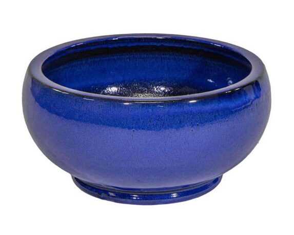 Cachepot Ciotola Noble M Blu Smaltato D28x14cm in Ceramica – Mega Collections