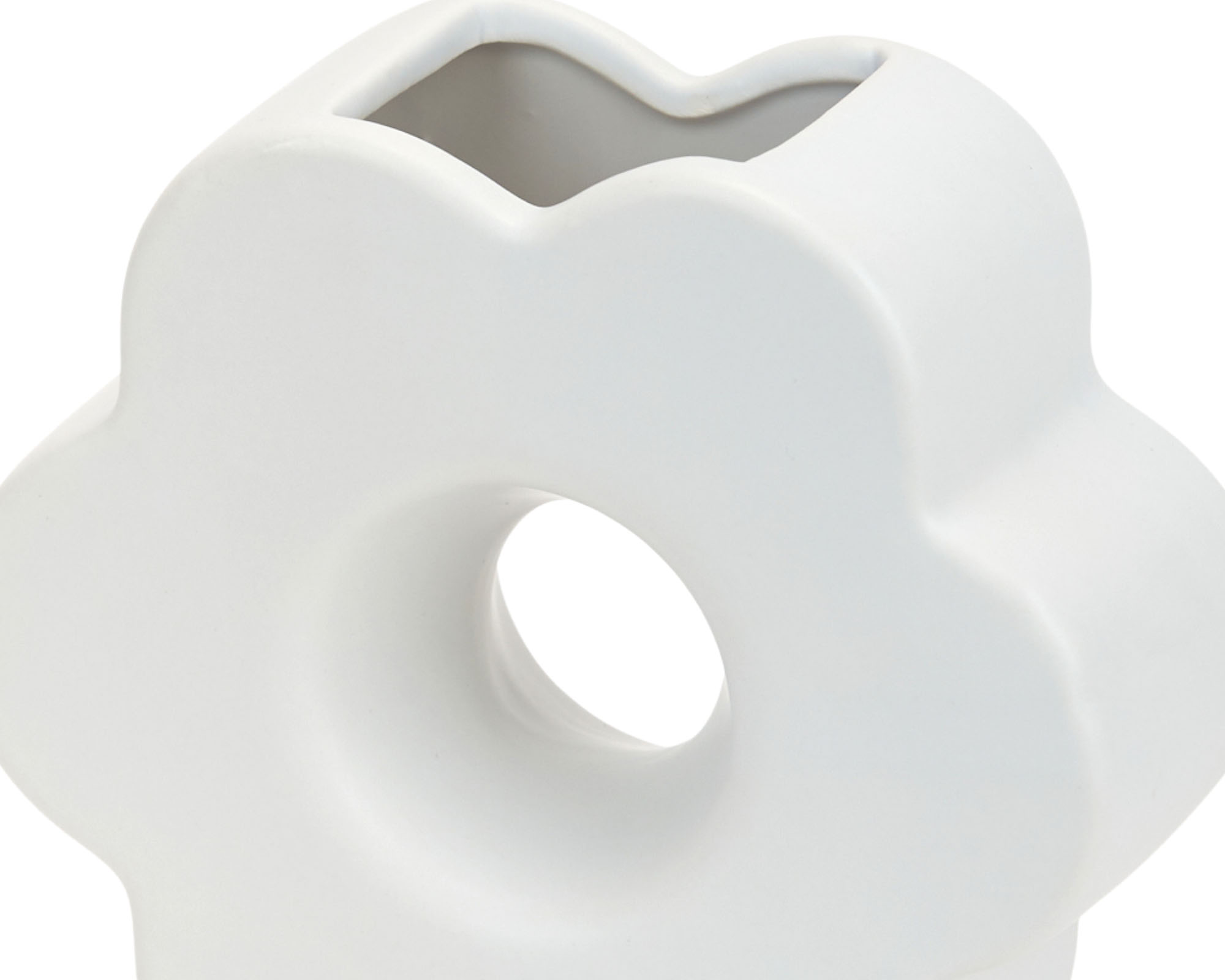 Vasetto a Forma di Fiore Decorativo Bianco 16,5cm in Ceramica - immagine 2