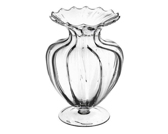 Vaso Rigato Bombato Ottico Versatile, Pratica e Resistente D23x33cm in Vetro