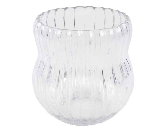 Vaso Rigato Trasparente D20x20cm in Vetro