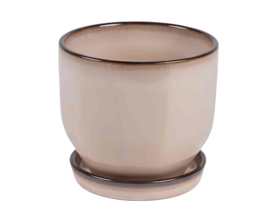 Cachepot con Piattino S Rosa D14x13cm in Ceramica