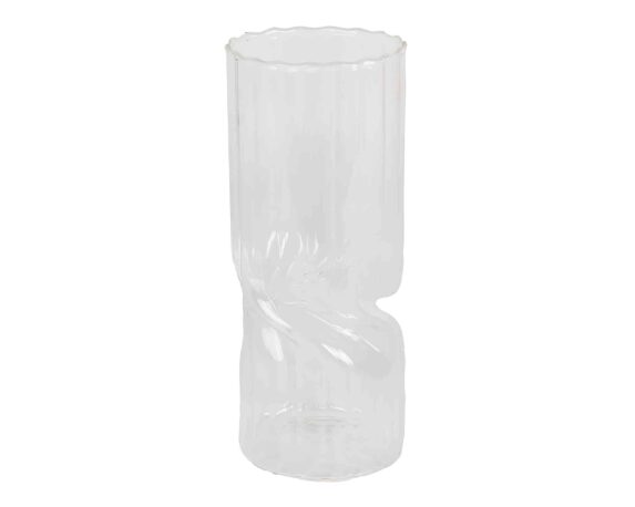 Vaso Schiacciato Trasparente D10x25cm in Vetro