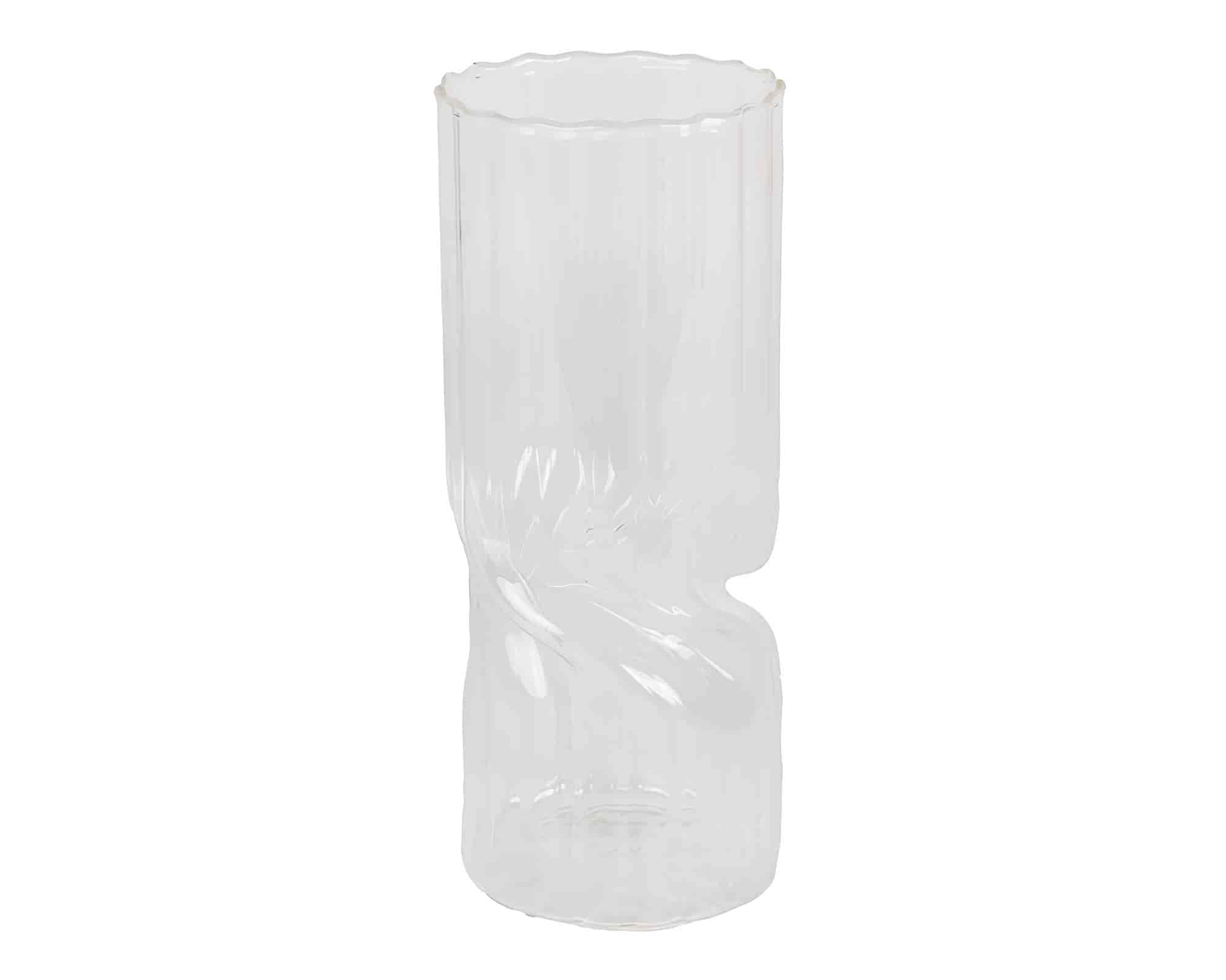 Vaso Schiacciato Trasparente D10x25cm in Vetro