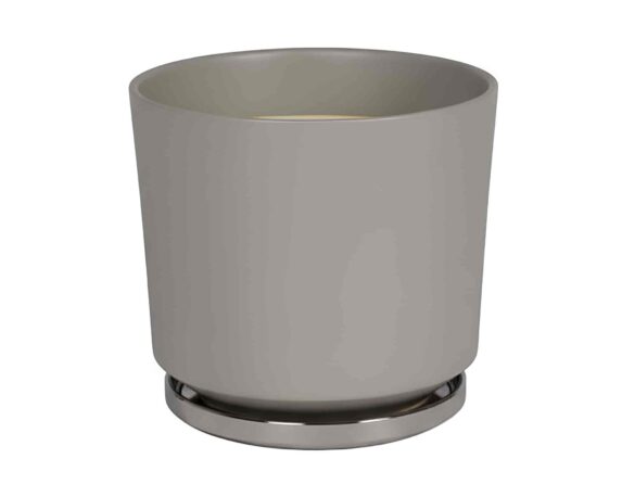 Cachepot con Piattino S Tortora D15x13cm in Ceramica