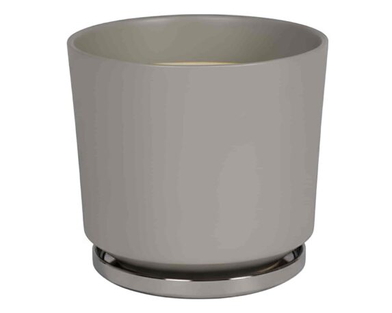 Cachepot con Piattino L Tortora D24x22cm in Ceramica