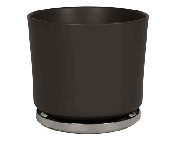 Cachepot con Piattino S Marrone D15x13cm in Ceramica