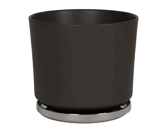 Cachepot con Piattino M Marrone D19x18cm in Ceramica