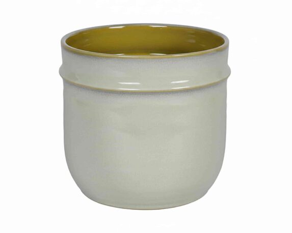 Cachepot Interno S Giallo e Bianco D13x13cm in Ceramica