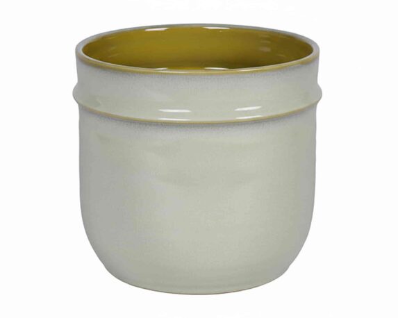 Cachepot Interno M Giallo e Bianco D15x14cm in Ceramica