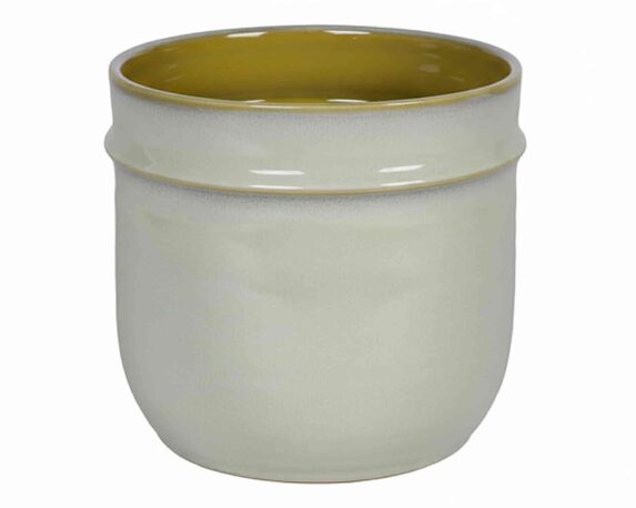 Cachepot Interno L Giallo e Bianco D19x18cm in Ceramica