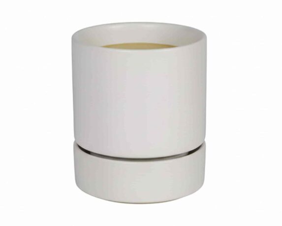 Cachepot con Piattino S Bianco D12x14cm in Ceramica