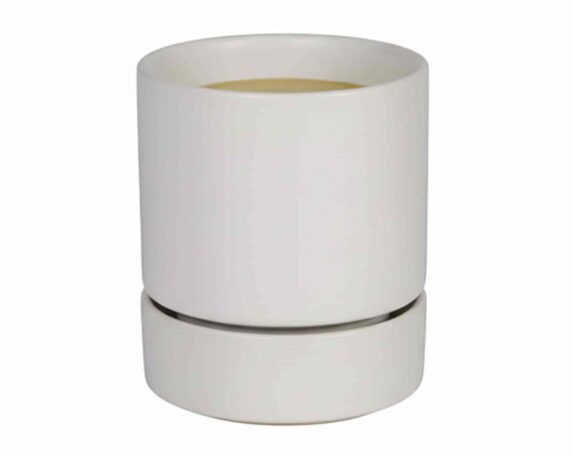 Cachepot con Piattino M Bianco D15x18cm in Ceramica