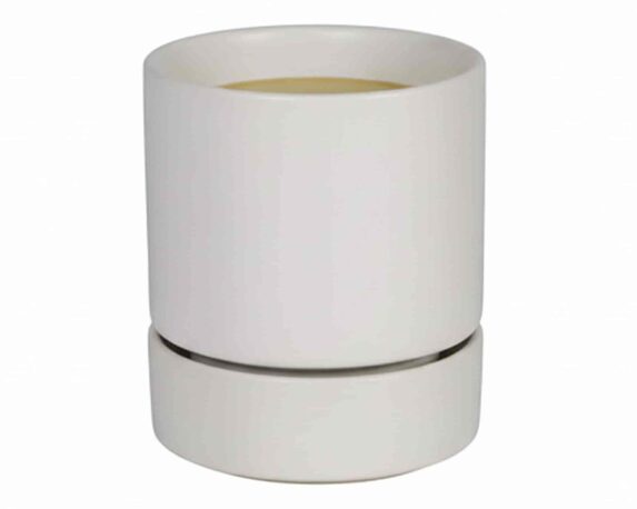 Cachepot con Piattino L Bianco D18x22cm in Ceramica