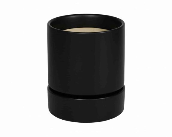 Cachepot con Piattino S Nero D12x14cm in Ceramica