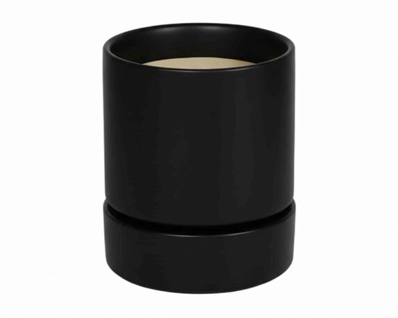 Cachepot con Piattino M Nero D15x18cm in Ceramica