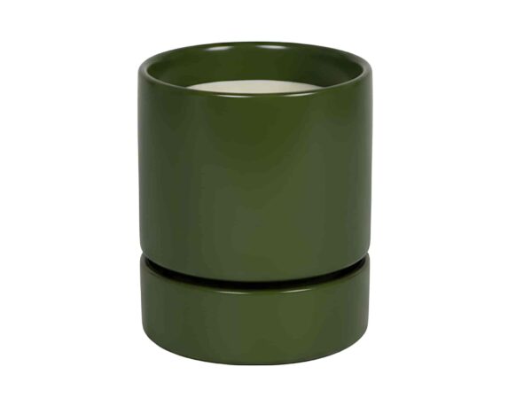 Cachepot con Piattino S Verde Oliva D12x14cm in Ceramica