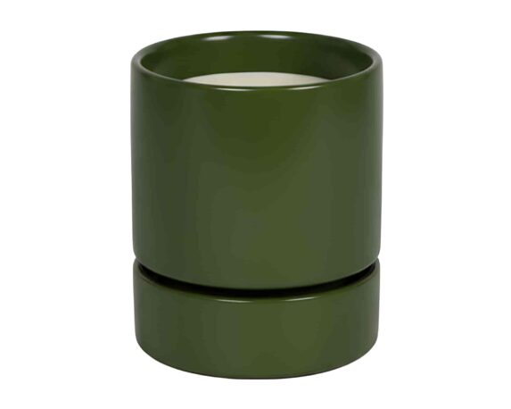 Cachepot con Piattino M Verde Oliva D15x18cm in Ceramica