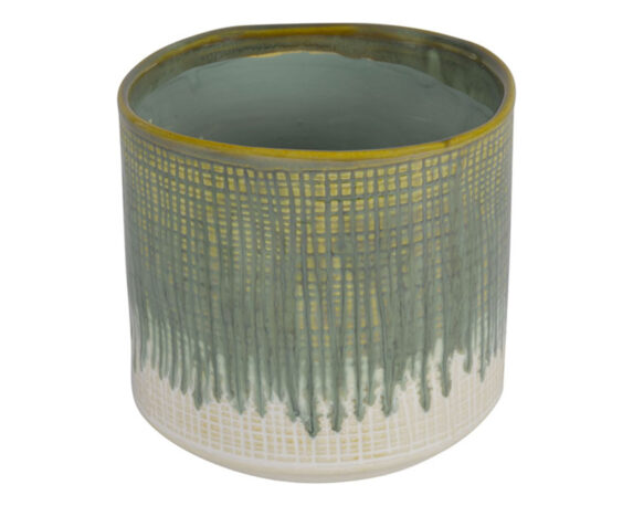 Cachepot Sfumare Verde e Bianco D13x13cm in Ceramica