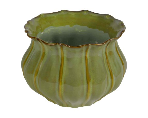Vaso Cachepot Verde D15x11cm in Ceramica