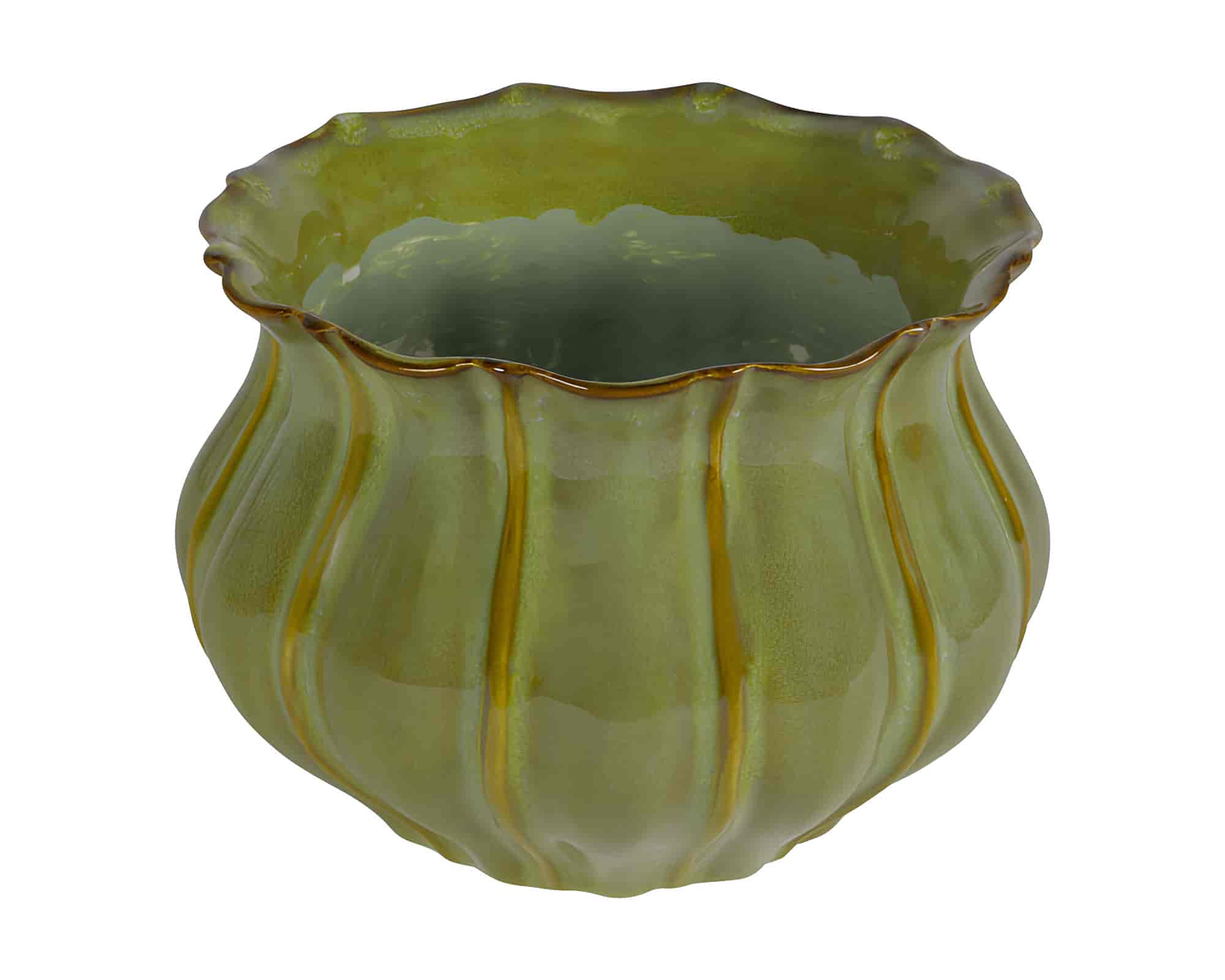 Vaso Cachepot Verde D15x11cm in Ceramica